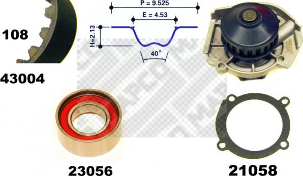 Mapco 41004 - Ūdenssūknis + Zobsiksnas komplekts autospares.lv