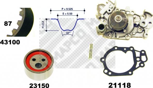 Mapco 41100 - Ūdenssūknis + Zobsiksnas komplekts autospares.lv