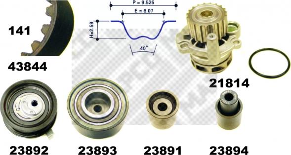 Mapco 41844 - Water Pump & Timing Belt Set www.autospares.lv