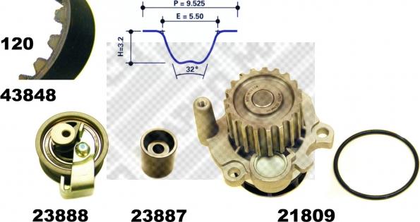 Mapco 41847 - Ūdenssūknis + Zobsiksnas komplekts autospares.lv