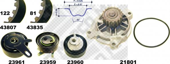 Mapco 41819 - Водяной насос + комплект зубчатого ремня ГРМ www.autospares.lv