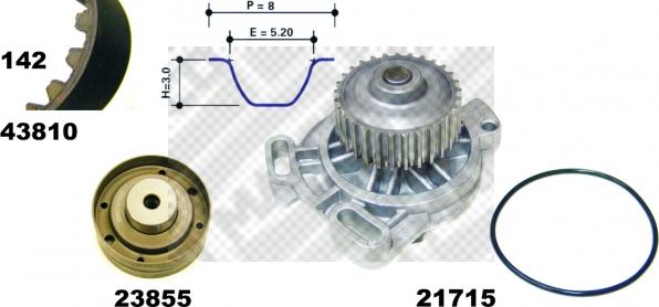 Mapco 41810 - Ūdenssūknis + Zobsiksnas komplekts autospares.lv