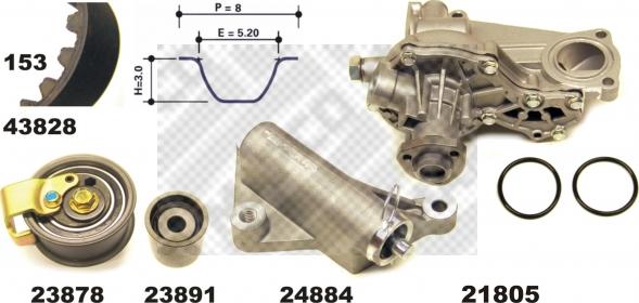 Mapco 41833 - Ūdenssūknis + Zobsiksnas komplekts www.autospares.lv