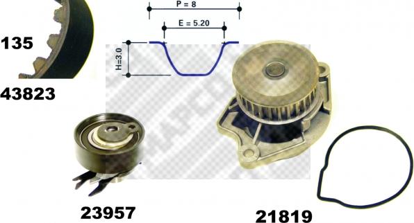 Mapco 41823/1 - Ūdenssūknis + Zobsiksnas komplekts www.autospares.lv