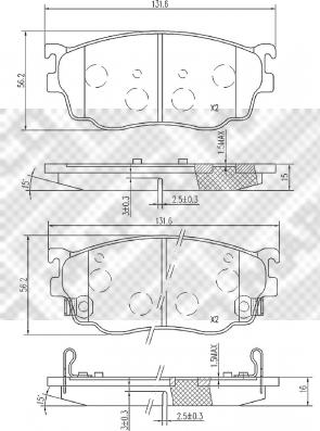 Mapco 6743 - Bremžu uzliku kompl., Disku bremzes www.autospares.lv