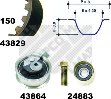 Mapco 23901 - Zobsiksnas komplekts autospares.lv