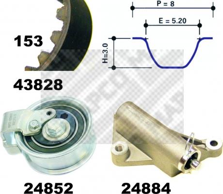 Mapco 23908 - Zobsiksnas komplekts www.autospares.lv