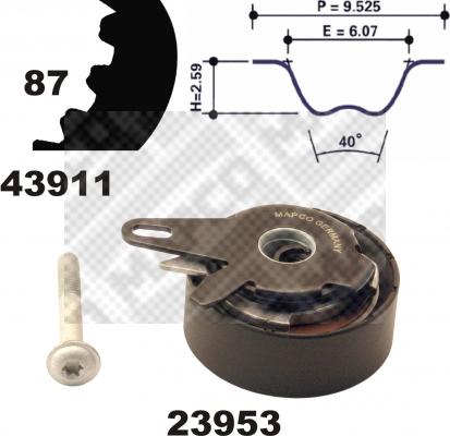 Mapco 23911 - Zobsiksnas komplekts autospares.lv