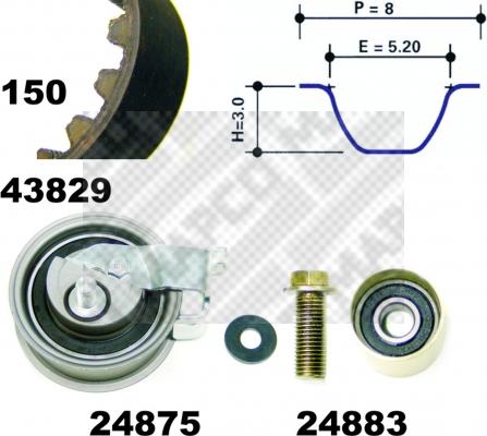 Mapco 23912 - Zobsiksnas komplekts autospares.lv