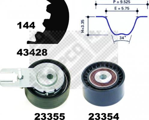 Mapco 23400 - Zobsiksnas komplekts www.autospares.lv