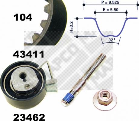 Mapco 23411 - Zobsiksnas komplekts autospares.lv