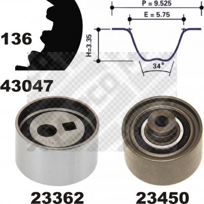 Mapco 23435 - Zobsiksnas komplekts autospares.lv