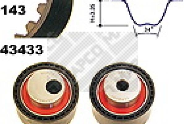 Mapco 23433 - Zobsiksnas komplekts autospares.lv