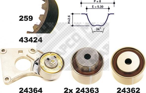 Mapco 23424 - Zobsiksnas komplekts www.autospares.lv