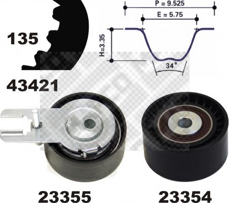 Mapco 23421 - Timing Belt Set www.autospares.lv