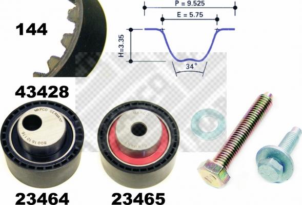 Mapco 23428 - Zobsiksnas komplekts autospares.lv