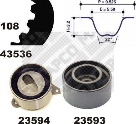 Mapco 23536 - Zobsiksnas komplekts autospares.lv