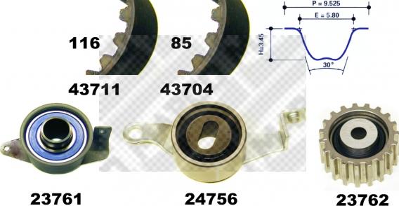 Mapco 23633 - Zobsiksnas komplekts autospares.lv