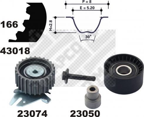 Mapco 23014 - Zobsiksnas komplekts autospares.lv