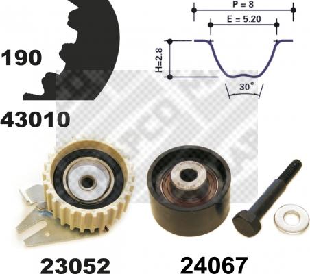 Mapco 23010 - Zobsiksnas komplekts autospares.lv