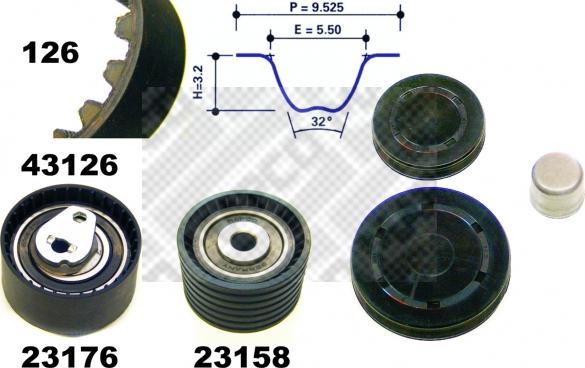 Mapco 23126 - Zobsiksnas komplekts autospares.lv