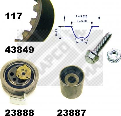 Mapco 23849 - Zobsiksnas komplekts www.autospares.lv