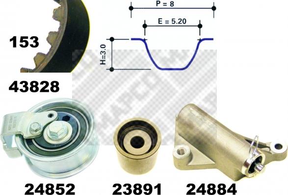 Mapco 23840 - Timing Belt Set www.autospares.lv