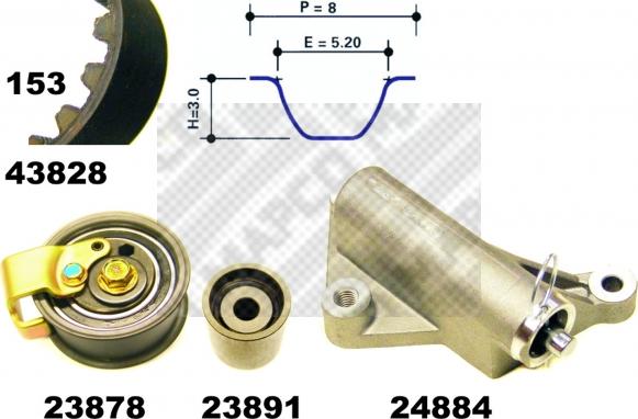 Mapco 23833 - Timing Belt Set www.autospares.lv