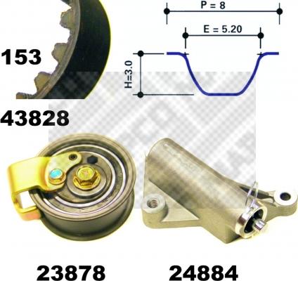 Mapco 23827 - Zobsiksnas komplekts autospares.lv