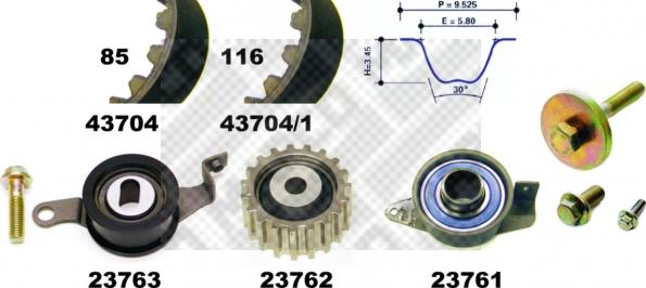 Mapco 23704 - Zobsiksnas komplekts autospares.lv