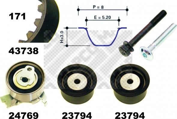 Mapco 23738 - Timing Belt Set www.autospares.lv