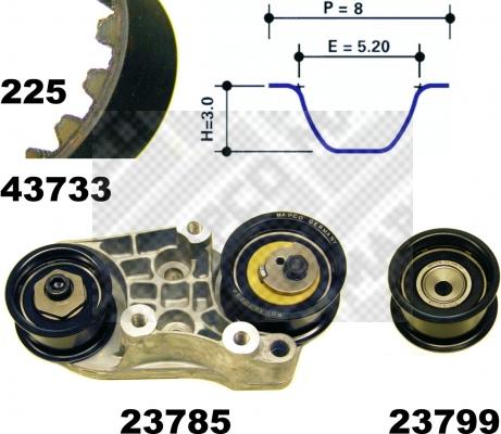 Mapco 23733 - Комплект зубчатого ремня ГРМ www.autospares.lv