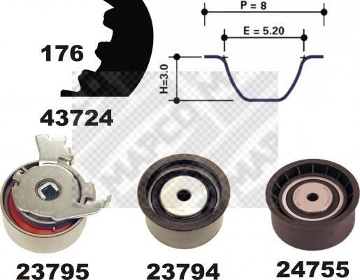 Mapco 23729 - Zobsiksnas komplekts autospares.lv