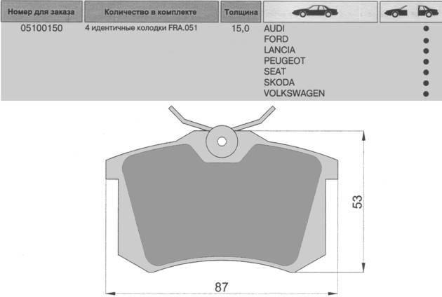 Markon 05100150 - Brake Pad Set, disc brake www.autospares.lv