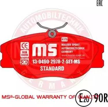 MASTER-SPORT GERMANY 13046029782-SET-MS - Brake Pad Set, disc brake www.autospares.lv