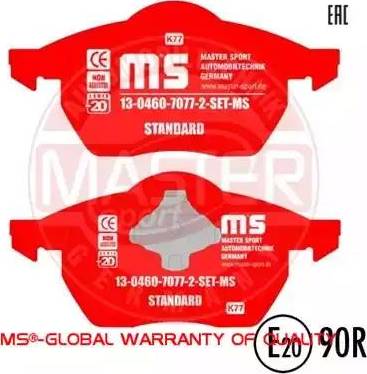 MASTER-SPORT GERMANY 13046070772-SET-MS - Brake Pad Set, disc brake www.autospares.lv