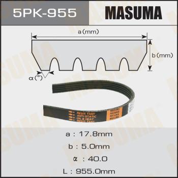 MASUMA 5PK955 - Поликлиновой ремень www.autospares.lv