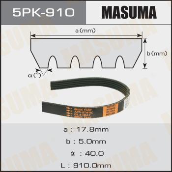 MASUMA 5PK910 - V-Ribbed Belt www.autospares.lv