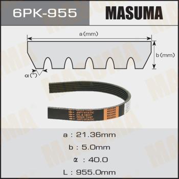 MASUMA 6PK955 - Поликлиновой ремень www.autospares.lv