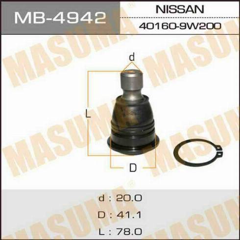 MASUMA MB-4942 - Balst / Virzošais šarnīrs www.autospares.lv