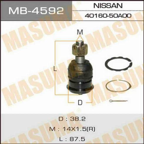 MASUMA MB-4592 - Шаровая опора, несущий / направляющий шарнир www.autospares.lv