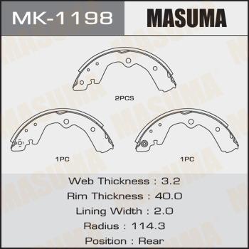 MASUMA MK-1198 - Brake Shoe Set www.autospares.lv