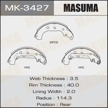 MASUMA MK-3427 - Комплект тормозных колодок, барабанные www.autospares.lv