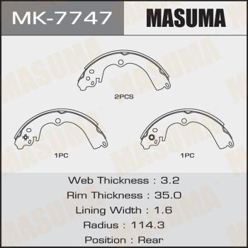 MASUMA MK-7747 - Комплект тормозных колодок, барабанные www.autospares.lv