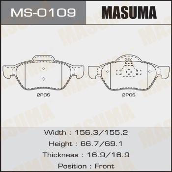 MASUMA MS-0109 - Комплект тормозных колодок, барабанные www.autospares.lv