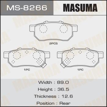 MASUMA MS-8266 - Комплект тормозных колодок, барабанные www.autospares.lv