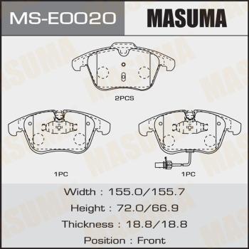 MASUMA MS-E0020 - Комплект тормозных колодок, барабанные www.autospares.lv