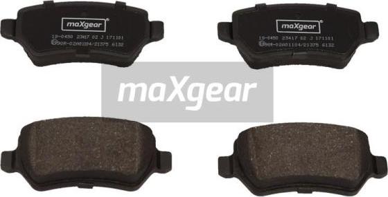 Maxgear 19-0450 - Тормозные колодки, дисковые, комплект www.autospares.lv