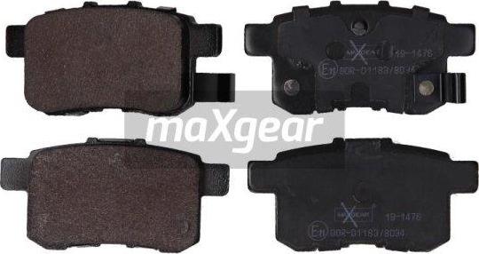 Maxgear 19-1476 - Тормозные колодки, дисковые, комплект www.autospares.lv