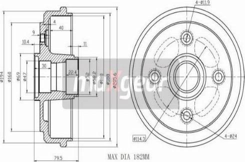 Maxgear 19-1041 - Bremžu trumulis www.autospares.lv